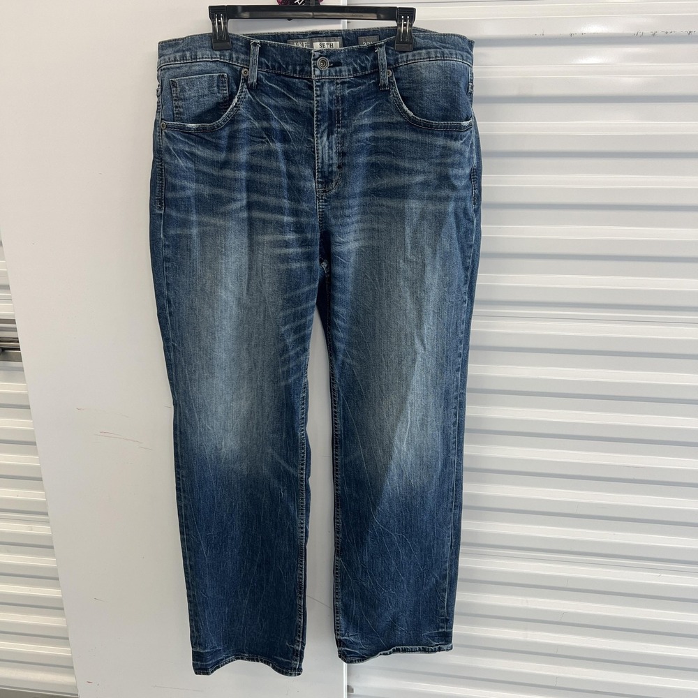 BKE‎ Seth Jeans Mens 38x34 Blue Medium Wash Relaxed Straight Leg Denim Stretch